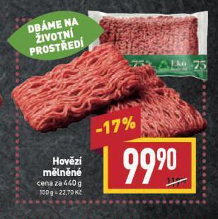 Billa Hovězí mělněné nabídka