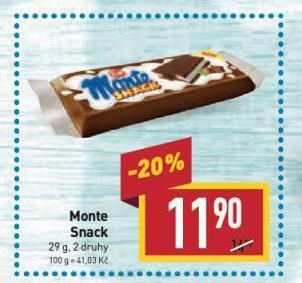 Billa Monte snack nabídka