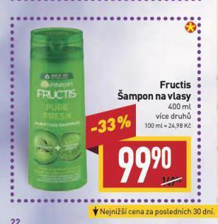 Billa Fructis šampon na vlasy nabídka