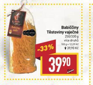 Billa Babiččiny těstoviny vaječné nabídka