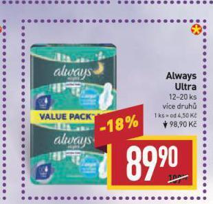 Billa Always dámské vložky nabídka