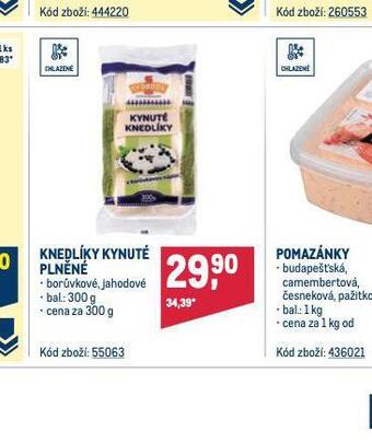 Makro Knedlíky kynuté plněné nabídka