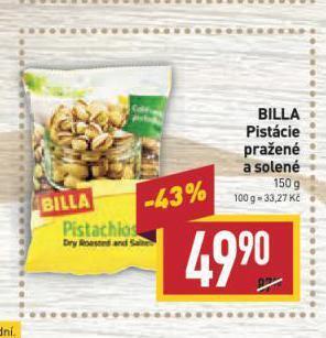 Billa Pistácie pražené solené nabídka