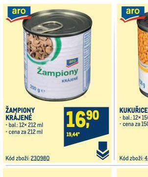 Makro Žampiony krájené nabídka