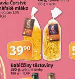 Coop Babiččiny těstoviny nabídka