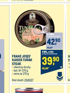 Makro Franz josef kaiser tuňák steak nabídka