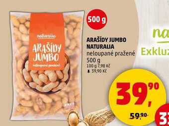 Penny Market Arašídy jumbo naturalia neloupané pražené, 500 g nabídka