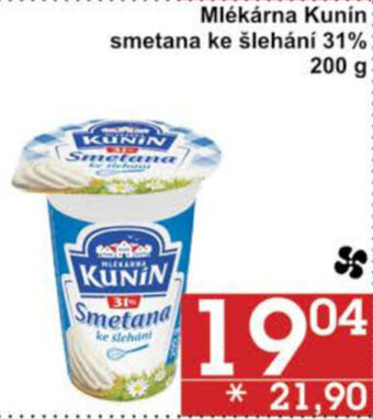 Jip Mlékárna Kunin smetana ke šlehání 31% 200 g nabídka