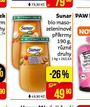 Teta Sunar bio masozeleninový příkrm nabídka