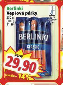 Norma Berlinki vepřové párky nabídka