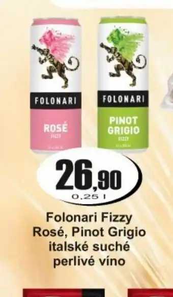 Folonari Fizzy Rosé, Pinot Grigio italské suché perlivé víno