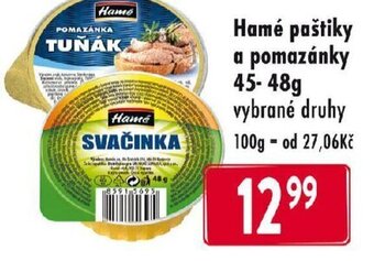 Hamé paštiky a pomazánky 45- 48g vybrané druhy