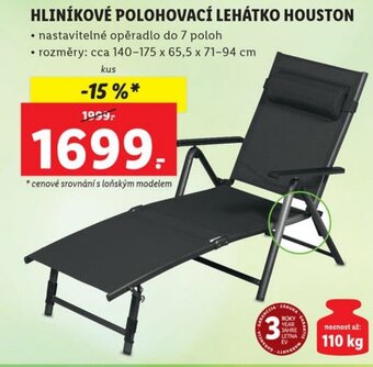 Lidl HLINÍKOVÉ POLOHOVACÍ LEHÁTKO HOUSTON nabídka