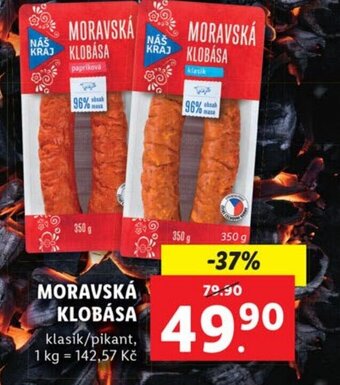 Lidl MORAVSKÁ KLOBÁSA nabídka