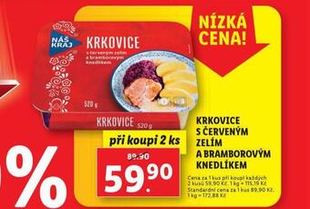 Lidl Krkovice s červeným zelím a bramborovým knedlíkem nabídka