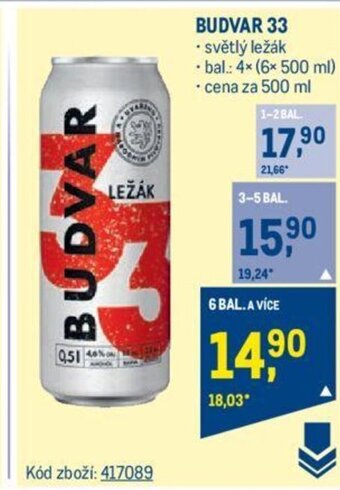 Makro BUDVAR 33 nabídka