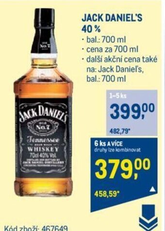 Makro JACK DANIEL'S 40% nabídka