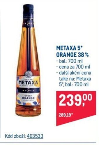 Makro METAXA 5* ORANGE 38% nabídka