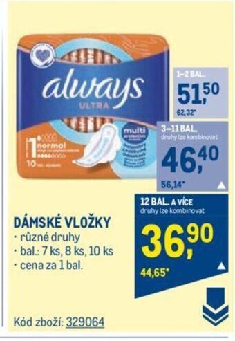 Makro DÁMSKÉ VLOŽKY nabídka