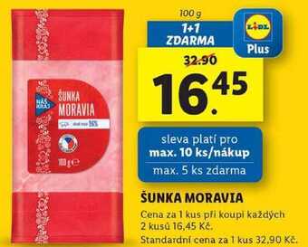 Lidl Šunka moravia, 100 g nabídka