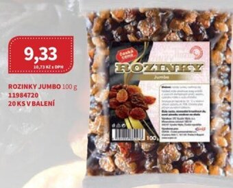 Kubík potraviny ROZINKY JUMBO 100 g nabídka