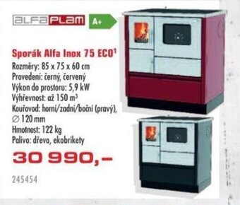 Sporák Alfa Inox 75 ECO¹