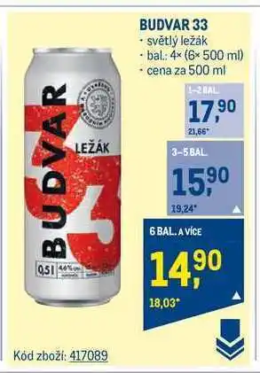 Makro Budvar 33, 500 ml nabídka