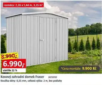 Bauhaus Kovový zahradní domek Fraser 30720110 tloušťka stěny: 0,35 mm, celková výška: 2 m, bez podlahy nabídka