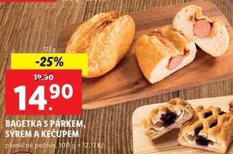 Lidl Bagetka s párkem, sýrem a kečupem, 123 g nabídka