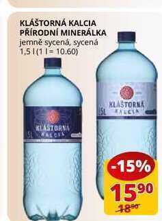 Flop Kláštorná kalcia přírodní minerálka jemně sycená, sycená 1,5l nabídka