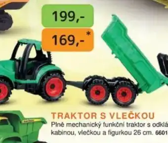 Dráčik TRAKTOR S VLEČKOU Plně mechanický funkční traktor s odklápěcí kabinou, vlečkou a figurkou 26 cm. 6601625 nabídka
