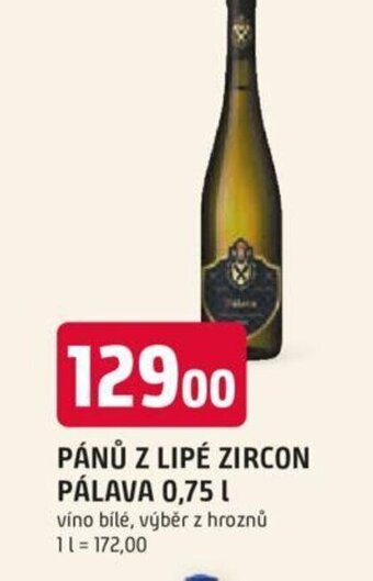 Trefa PÁNŮ Z LIPÉ ZIRCON PÁLAVA 0,75 L nabídka