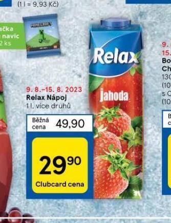 Tesco Relax nápoj nabídka