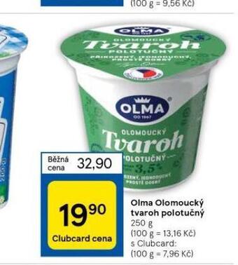 Tesco Olma olomoucký tvaroh polotučný nabídka