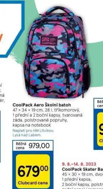 Tesco Coolpack aero školní batoh nabídka