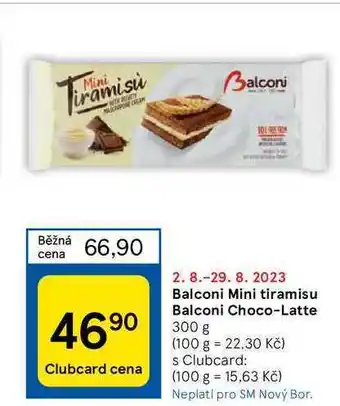 Tesco Balconi mini tiramisu balconi choco-latte 300 g nabídka