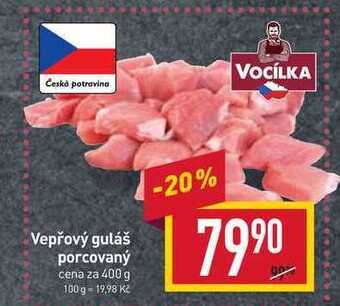 Billa Vepřový guláš porcovaný cena za 400 g nabídka