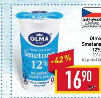 Billa Olma smetana 12% 200 g nabídka
