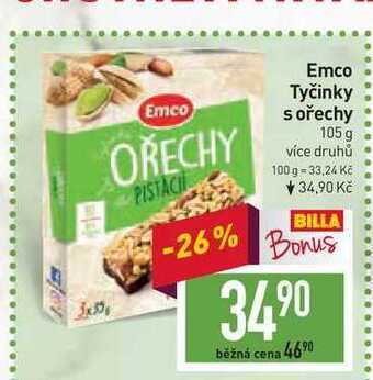 Billa Emco tyčinky s ořechy 105 g nabídka