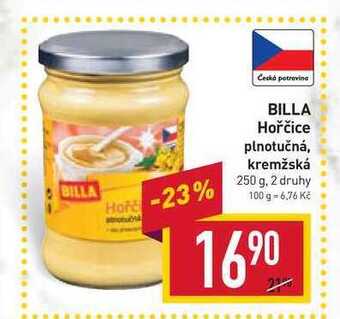 Billa Billa hořčice plnotučná, kremžská 250 g nabídka