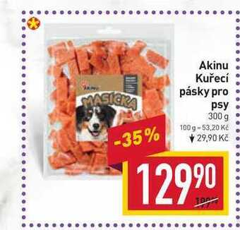 Billa Akinu kuřecí pásky pro psy 300 g nabídka