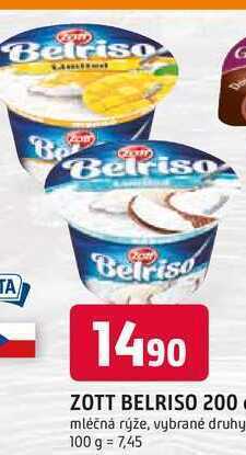 Trefa Zott belriso mléčná rýže různé příchutě 200g nabídka