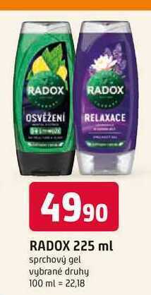 Radox sprchový gel 225ml, vybrané druhy