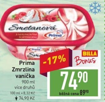 Billa Prima Zmrzlina vanička nabídka