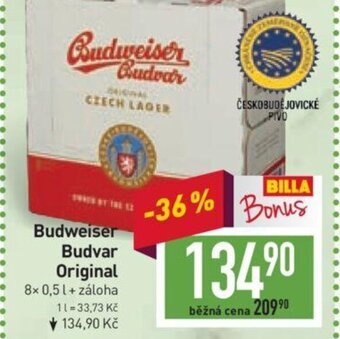 Billa Budweiser Budvar Original nabídka