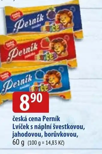 Bala česká cena Perník Lvíček s náplní švestkovou, jahodovou, borůvkovou, 60 g nabídka