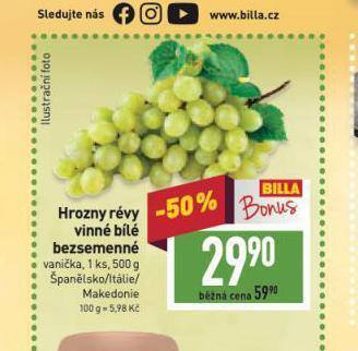 Billa Hrozny révy vinné bílé nabídka