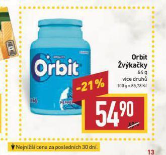 Billa Orbit žvýkačky nabídka