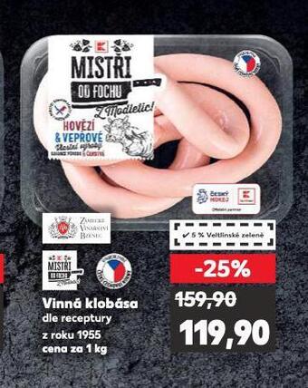 Kaufland Vinná klobása dle receptury z roku 1955 nabídka