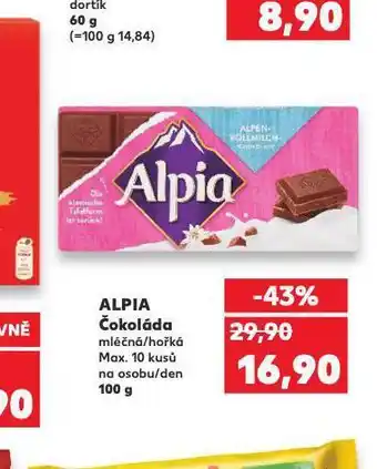 Kaufland Alpia čokoláda nabídka